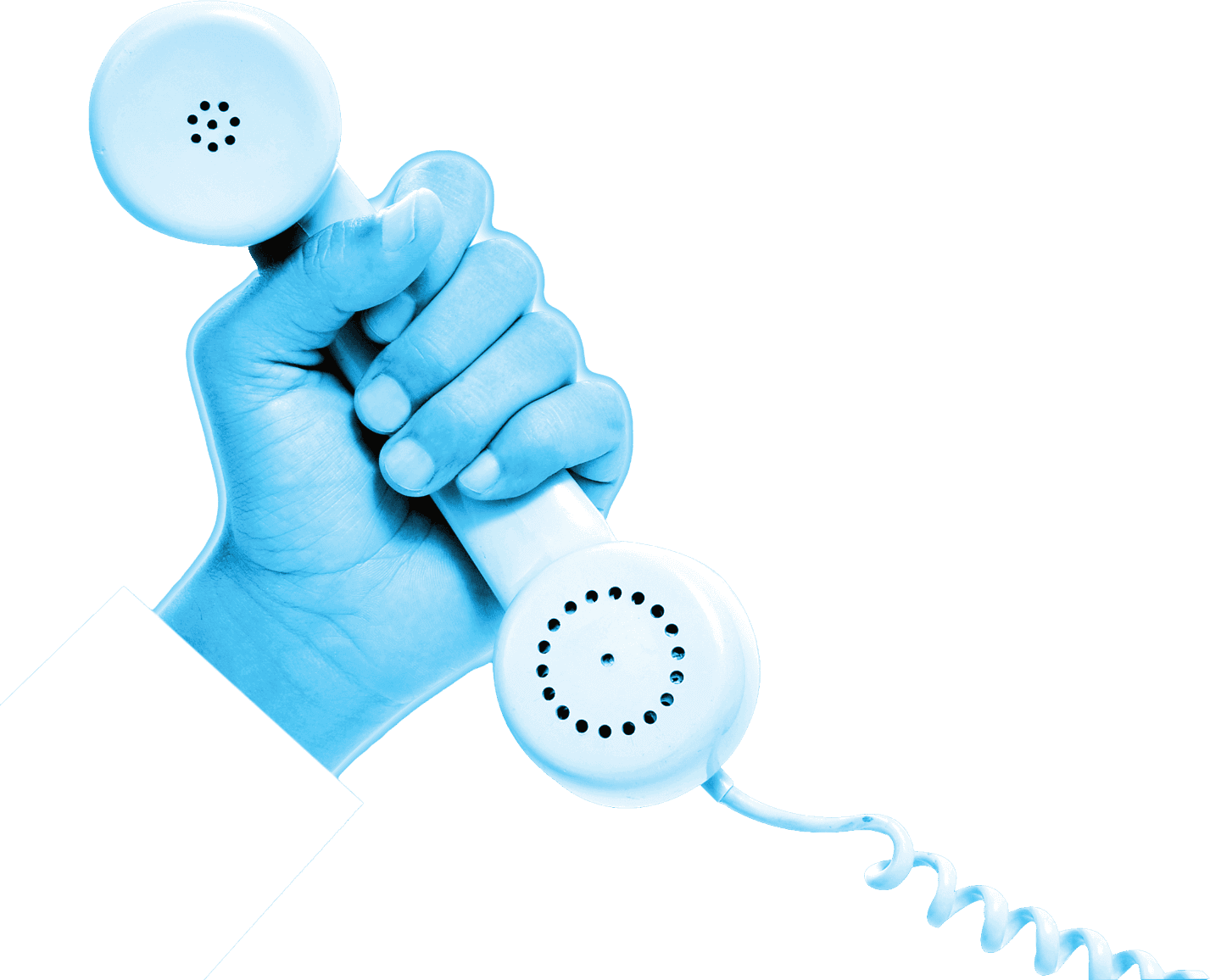 A hand holding a rotary phone speaker